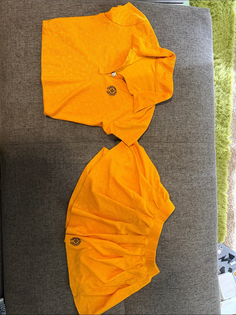 Chrome Hearts Girls' Orange Polo and Skirt Set